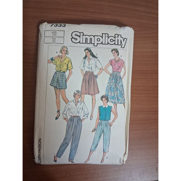 VTG Simplicity UNCUT Sewing Pattern 7333 Pants, Skirts Size 10 1986 80s Y2K - Picture 1 of 4